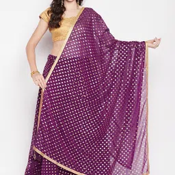 Clora Creation Ethnic Motifs Foil Printed Georgette Flared Skirt with Dupatta-7