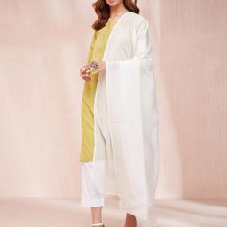 Fabindia Embroidered Cotton Silk Dupatta with Chikankari-23