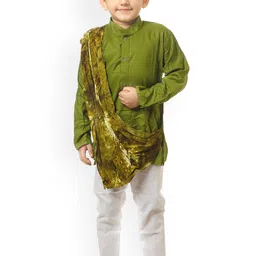 BAESD Boys Band Collar Pure Cotton Kurta With Pyjamas & Dupatta-44