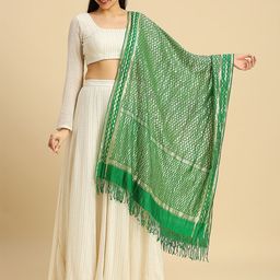 Dupatta Bazaar Geometric Woven Design Zari Dupatta-12