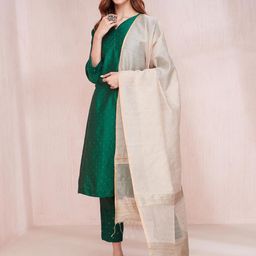 Fabindia Woven Design Sequinned Cotton Silk Dupatta-6