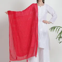 LOOM LEGACY Embroidered Dupatta with Sequinned-20