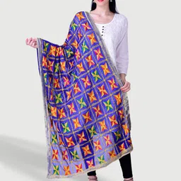 SWI Stylish Phulkari Embroidered Dupatta-image-65