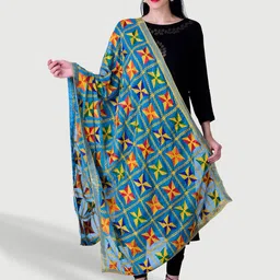 SWI Stylish Phulkari Embroidered Dupatta-image-16