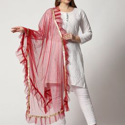 WEAVERS VILLA Embellished Beads & Stones Net Dupatta-image-92