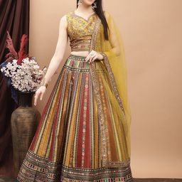 Mitera Embellished Mirror Work Ready to Wear Lehenga & Blouse With Dupatta-image-34