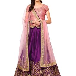 FABPIXEL Embroidered Sequinned Semi-Stitched Lehenga & Unstitched Blouse With Dupatta-picture-51