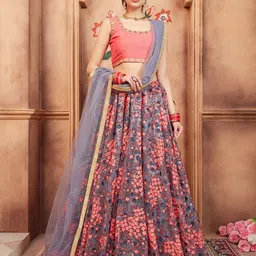 FABPIXEL Embroidered Thread Work Semi-Stitched Lehenga & Unstitched Blouse With Dupatta-picture-30