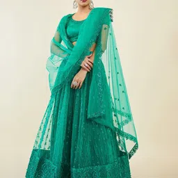 FABPIXEL Embellished Sequinned Semi-Stitched Lehenga & Unstitched Blouse With Dupatta-picture-17