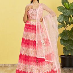 FABPIXEL Embroidered Sequinned Semi-Stitched Lehenga & Unstitched Blouse With Dupatta-picture-22