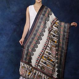 Exotic India Ethnic Motifs Printed Satin Batik Dupatta-12