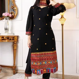 KALINI Ethnic Motifs Embroidered Regular Sequinned Kurta with Trousers & Dupatta-35