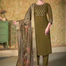 SHREE LAXMINARAYAN EXPORTFloral EmbroideredStraight Kurta With Trousers And Dupatta-picture-30