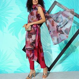 Inddus Women Printed Kurta with Trousers & Dupatta-picture-28