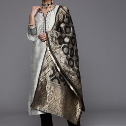 KSUT Round Neck Kurta with Trousers & Dupatta-image-4