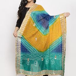 Clora Creation Printed Bandhani Dupatta with Gotta Patti-24