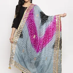 Clora Creation Printed Bandhani Dupatta with Gotta Patti-54