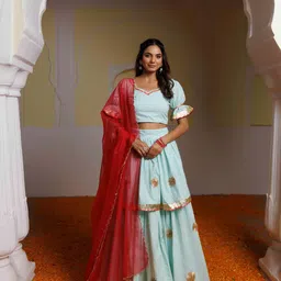 Ragavi Thread Work Ready to Wear Lehenga & Blouse With Dupatta-41