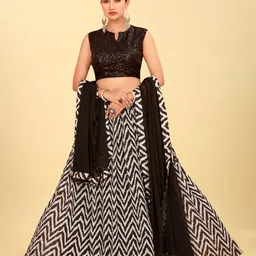 CHANSI Embroidered Sequinned Ready To Wear Lehenga & Blouse With Dupatta-57