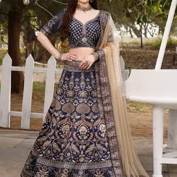 SAPTRANGI Printed Sequinned Ready to Wear Lehenga & Blouse With Dupatta-picture-12
