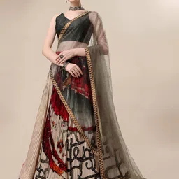 SAPTRANGI Printed Ready to Wear Silk Lehenga & Blouse With Dupatta-picture-13