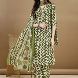 KALINI Chevron Printed Regular Kurta with Palazzos & Dupatta-41