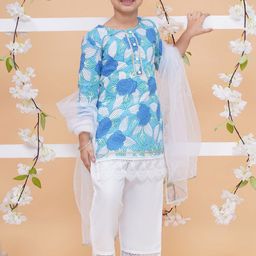 Modish Couture Girls Floral Printed Straight Kurta With Palazzos And Dupatta-image-69