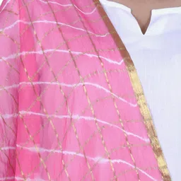 Alakh Creation Leheriya Printed Zari Chiffon Dupatta image 2