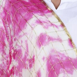 Alakh Creation Checked Zari Detailed Batik Chiffon Dupatta image 2
