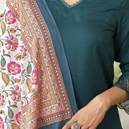 KALINI Women Regular Sequinned Kurta with Trousers & With Dupatta image 2