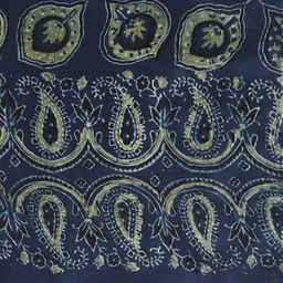THE WEAVE TRAVELLER Blue & Green Ethnic Motifs Printed Viscose Rayon Block Print Dupatta image 2