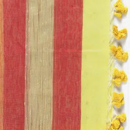THE WEAVE TRAVELLER Yellow & Red Woven Design Dupatta with Sequinned image 2