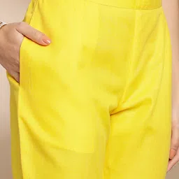 Anouk Yellow Floral Printed Regular Kurta with Trousers & Dupatta image 5