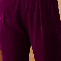 Sangria V Neck Zari Sequence Embroidered Flared Kurta with Trousers & Dupatta image 3