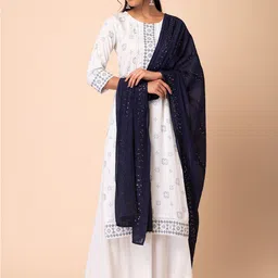 Rang by Indya Striped Sequinned Embroidered Dupatta-picture-23