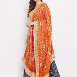 Clora Creation Dyed Bandhani Dupatta with Gotta Patti image 3
