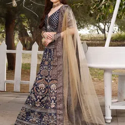 SAPTRANGI Printed Sequinned Ready to Wear Lehenga & Blouse With Dupatta image 2