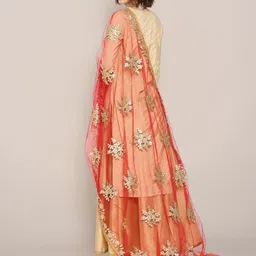 Dupatta Bazaar Embroidered Net Dupatta with Gotta Patti image 4