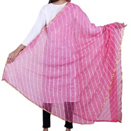 Alakh Creation Leheriya Printed Zari Chiffon Dupatta image 4