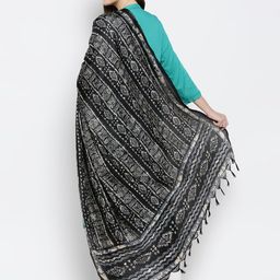Dupatta Bazaar Black & White Ethnic Motifs Printed Dupatta image 4