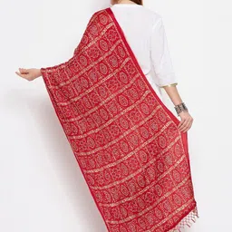 Clora Creation Red & White Printed Bandhani Dupatta image 2