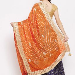 Clora Creation Dyed Bandhani Dupatta with Gotta Patti image 4