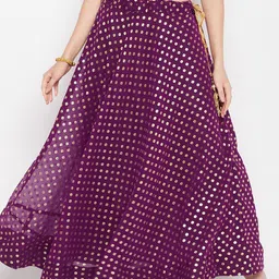 Clora Creation Ethnic Motifs Foil Printed Georgette Flared Skirt with Dupatta image 2