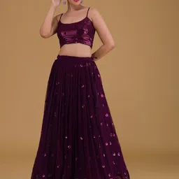 FABPIXEL Embellished Semi-Stitched Lehenga & Unstitched Blouse With Dupatta image 4