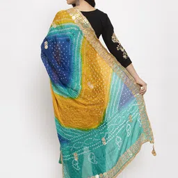 Clora Creation Printed Bandhani Dupatta with Gotta Patti image 3