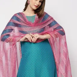 Dupatta Bazaar Striped Organza Dupatta image 5