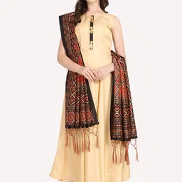 Kaizen TEXO FAB Black & Red Ethnic Motifs Printed Dupatta image 5