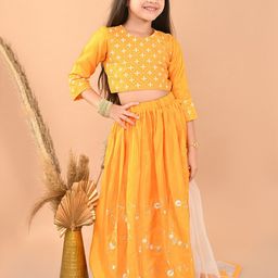 LilPicks Girls Embroidered Thread Work Ready to Wear Lehenga & Blouse With Dupatta-image-72