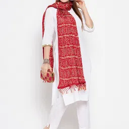 Clora Creation Red & White Printed Bandhani Dupatta image 5