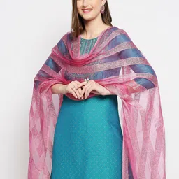 Dupatta Bazaar Striped Organza Dupatta image 3